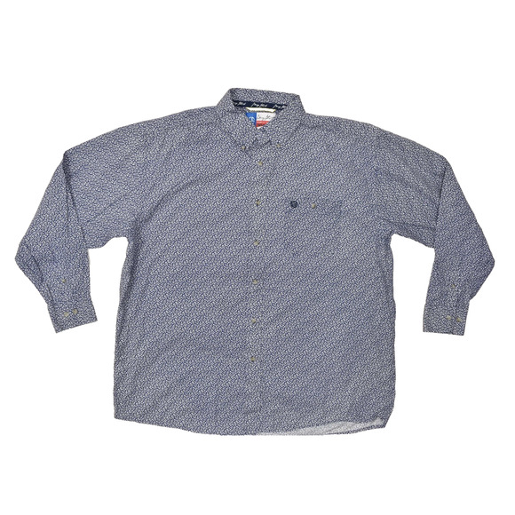 Wrangler George Strait Cowboy Cut Men's Blue Floral Button Down Shirt 2XL - Picture 1 of 8